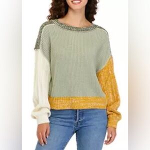 Freshman Women’s Size XS Cable knit Sweater Sage Green, Mustard Yellow and Cream